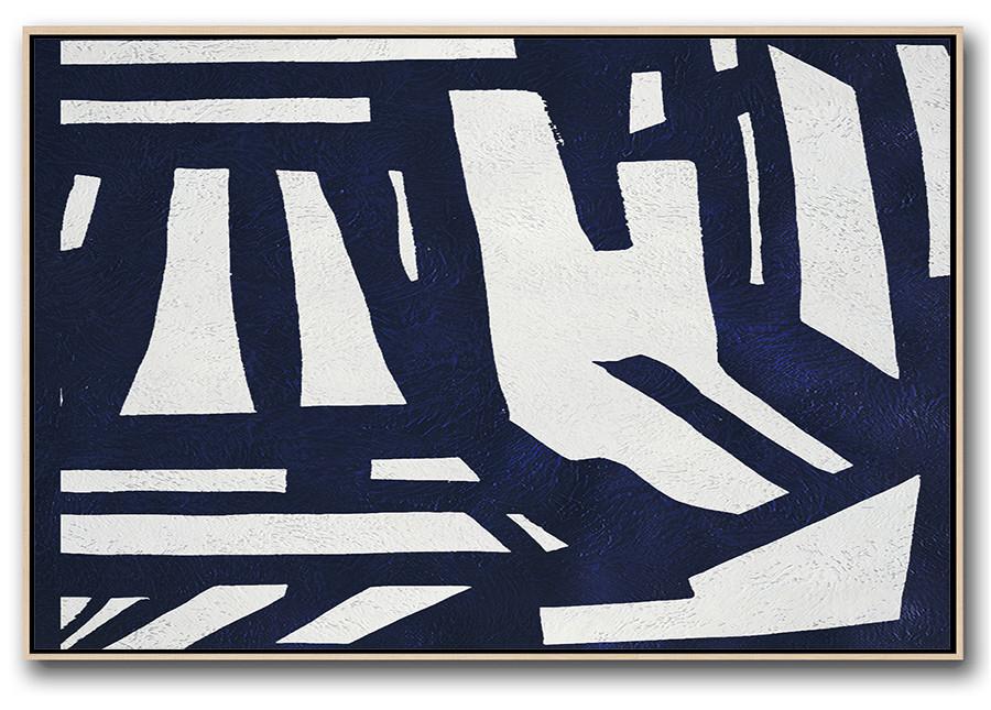 Horizontal Navy Blue Minimal Art #NV297C